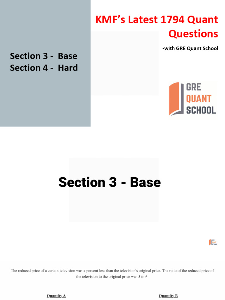 Base 3 Hard 4 KMFs Latest 1794 Quant Questions GRE Quant School | PDF