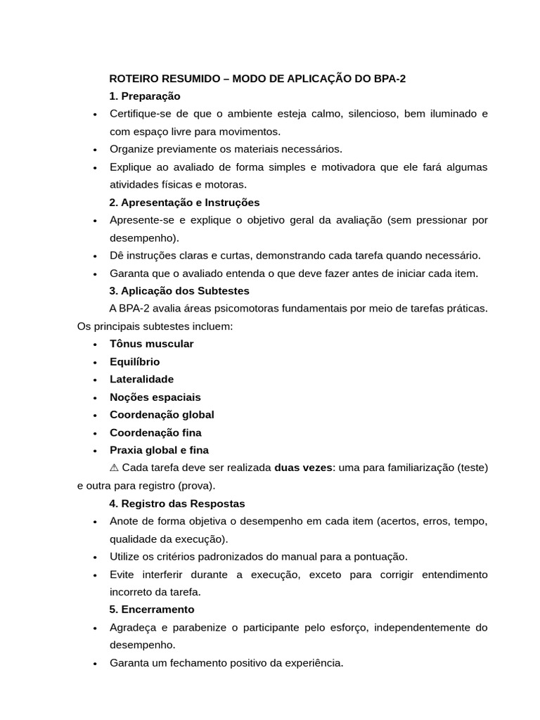 Aplicação do BPA-2: Guia Prático | PDF