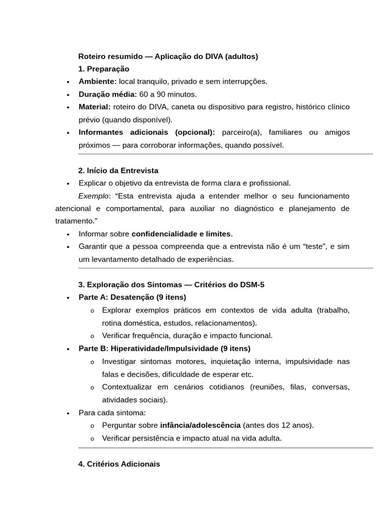 DIVA Adulto | PDF | Transtorno de déficit de atenção e hiperatividade ...