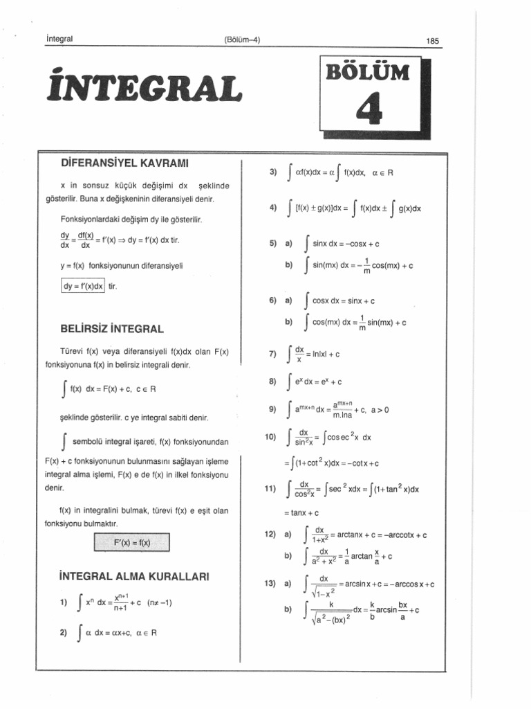 02 İntegral Formüller | PDF
