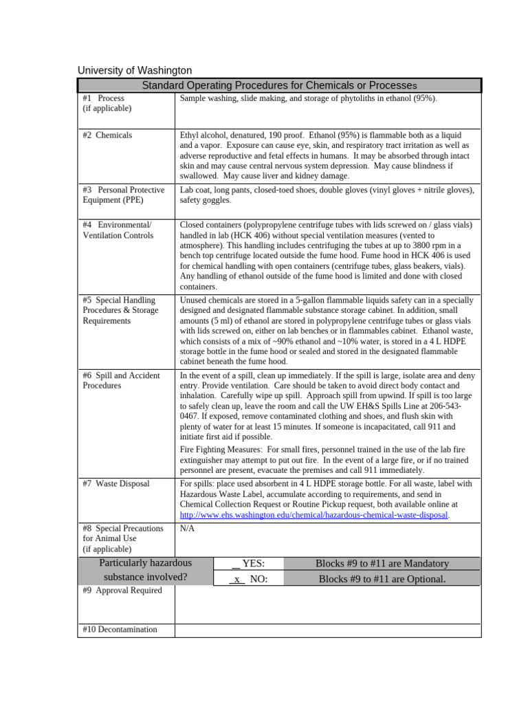 UW Ethanol Safety Procedures Guide | PDF | Ethanol | Occupational ...
