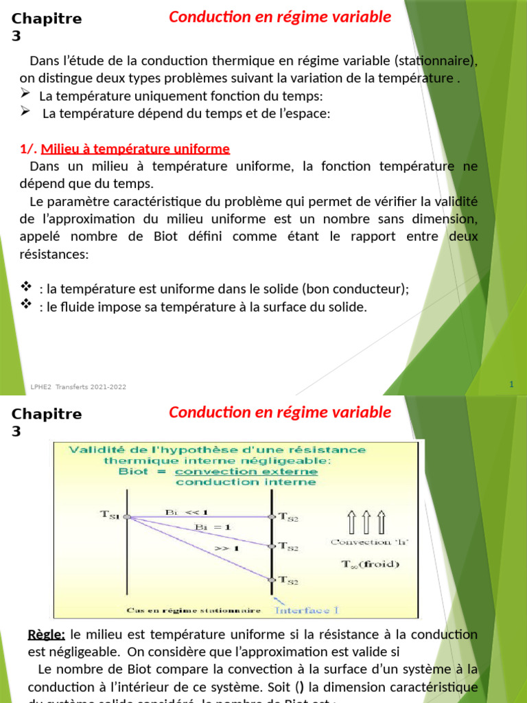 Conduction Thermique en Régime Variable | PDF | Conduction thermique ...