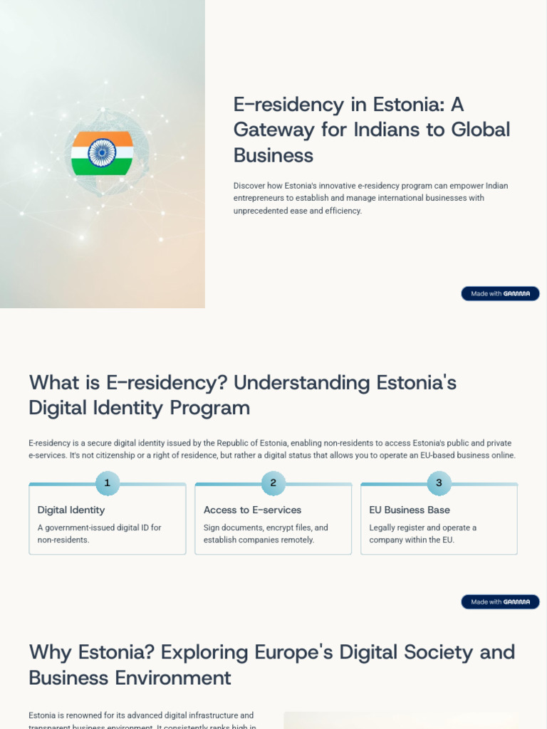 Estonia E-Residency for Indian Entrepreneurs | PDF | Business | Economies