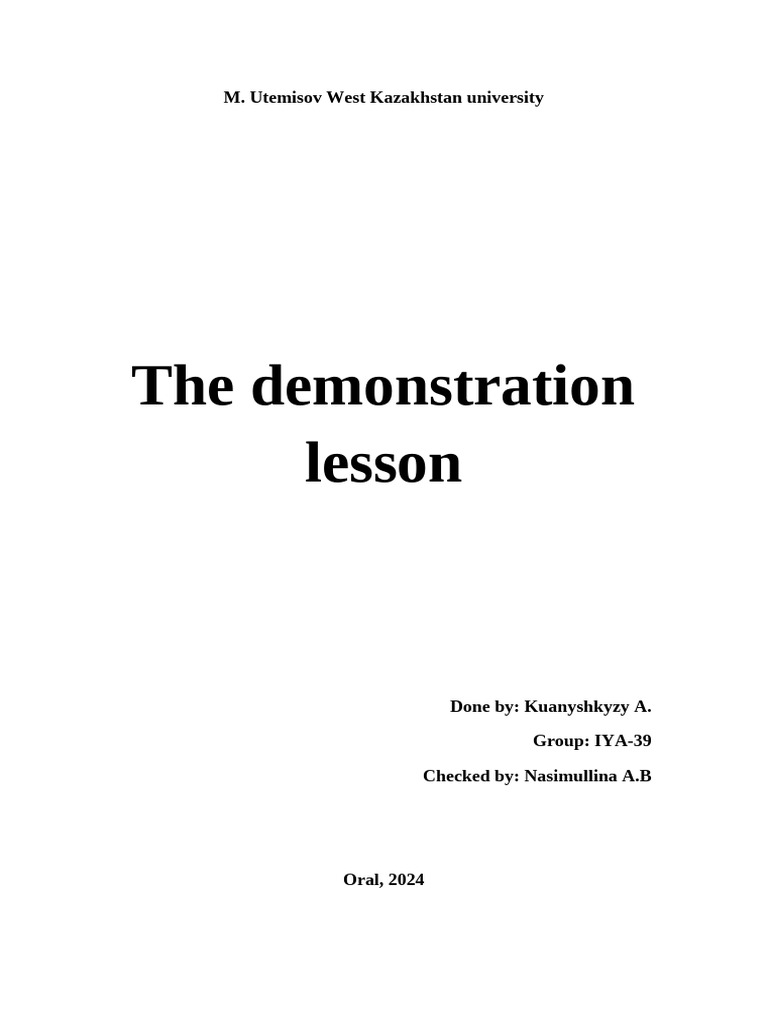 Demonstration Lesson (Копия) | PDF | Teachers | Educational Technology