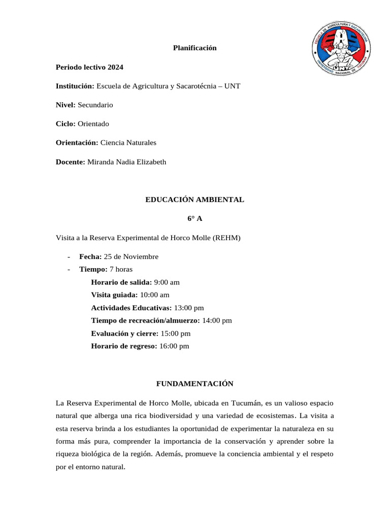 Visita Educativa a la Reserva Horco Molle | PDF | Biodiversidad ...