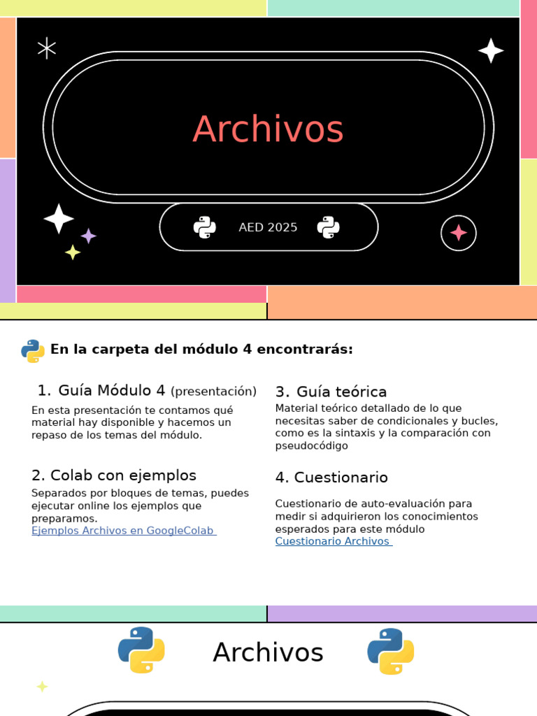 Guía de Archivos en Python: Módulo 4 | PDF | Archivo de computadora ...