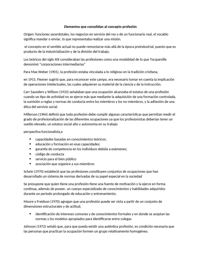 Elementos Que Consolidan Al Concepto Profesión | PDF | Estratificación ...