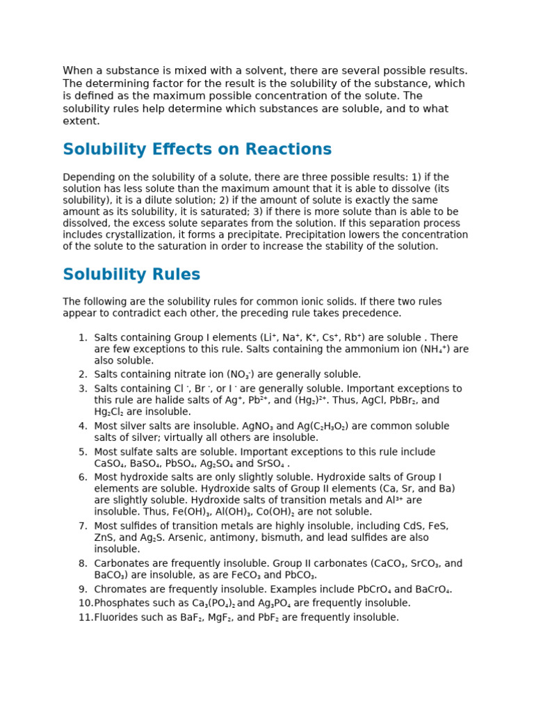 Solubility of Sulfates and Hydroxides | PDF | Hydroxide | Solubility