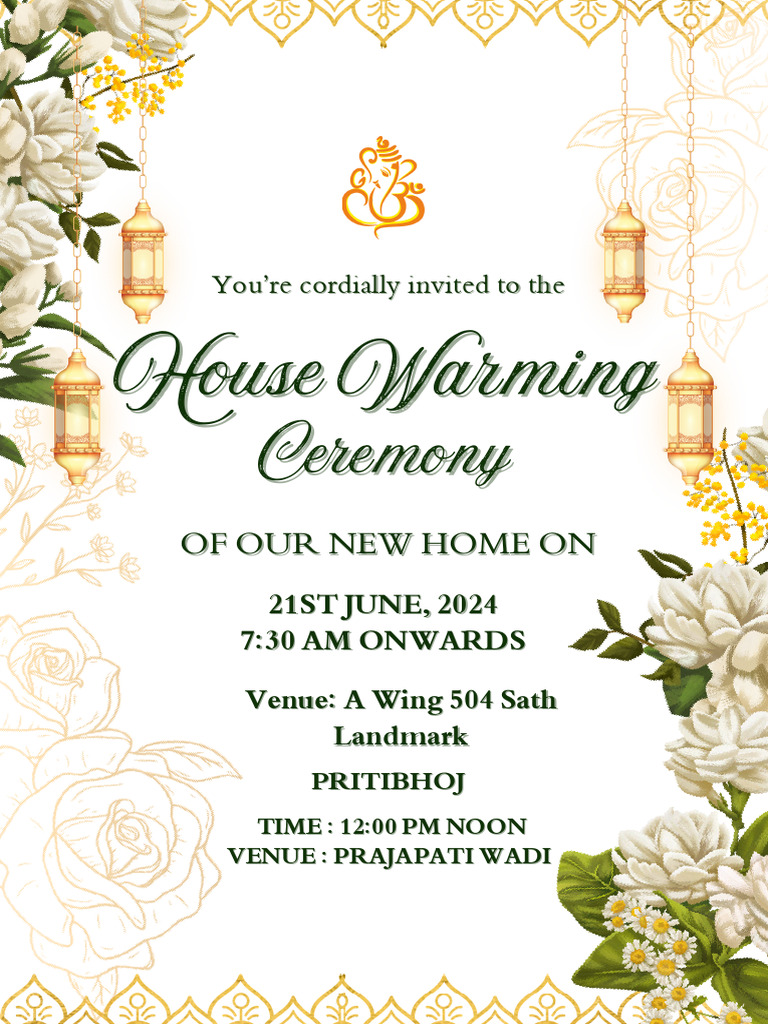 House Warming Invitation for June 2024 | PDF