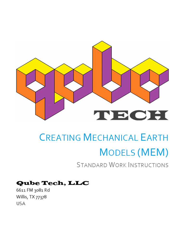 Creating Mechanical Earth Models (MEM) - Standard Work Instructions ...