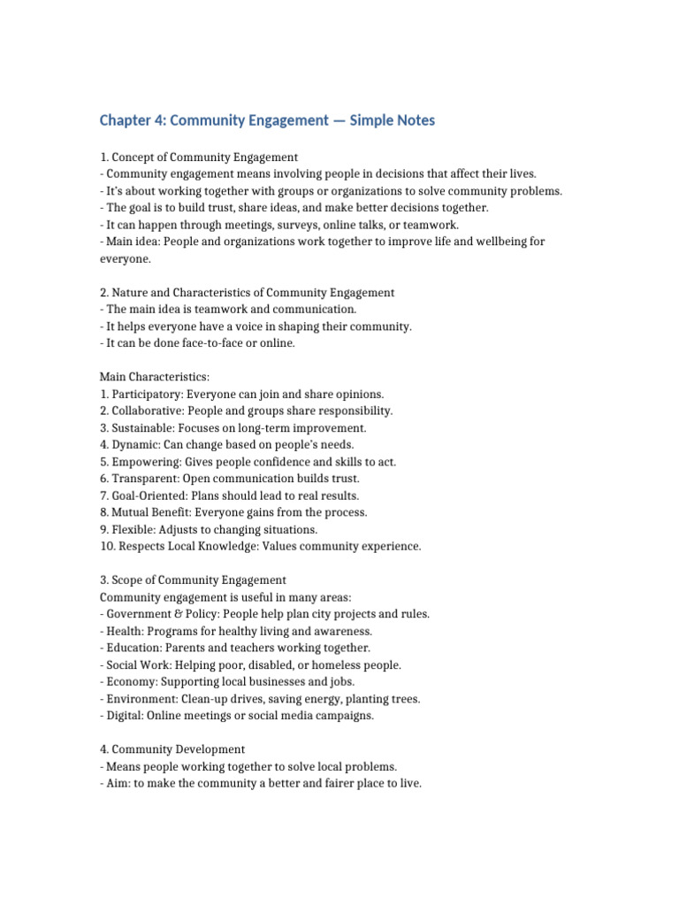 Community Engagement Overview Notes | PDF | Community | Group Cohesiveness