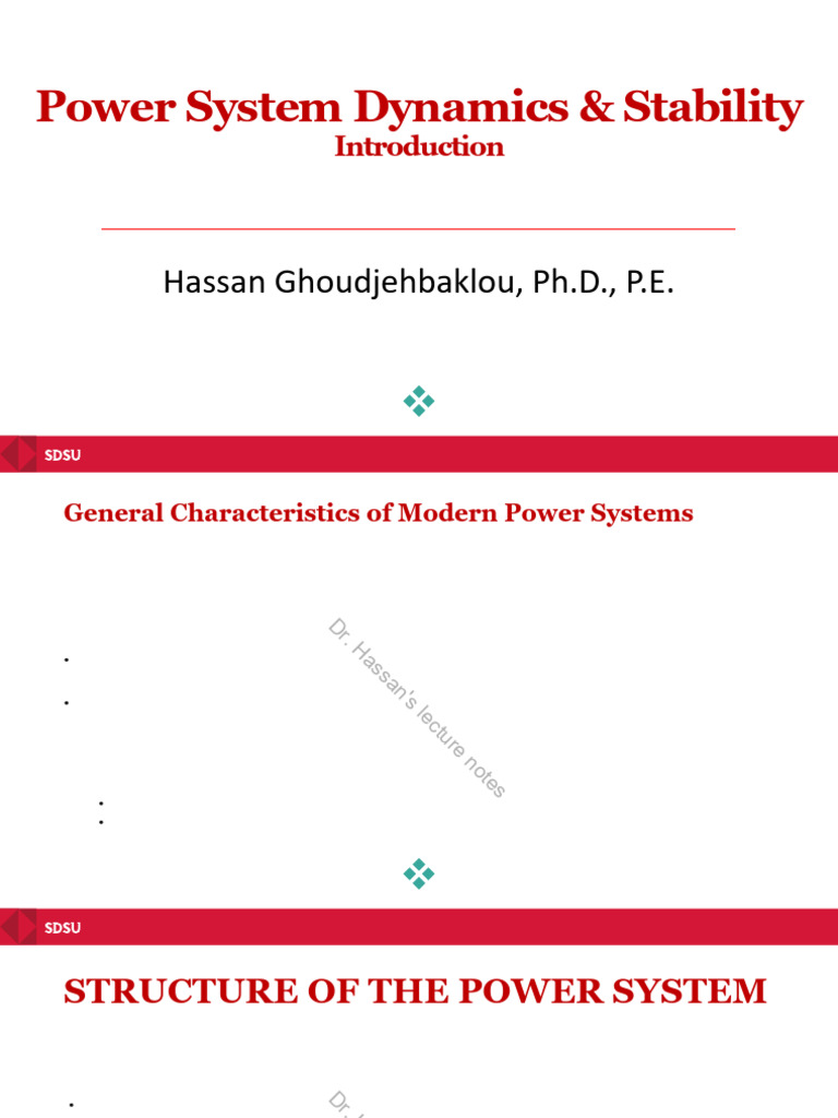 Power System Dynamics & Stability Overview | PDF | Electric Power ...