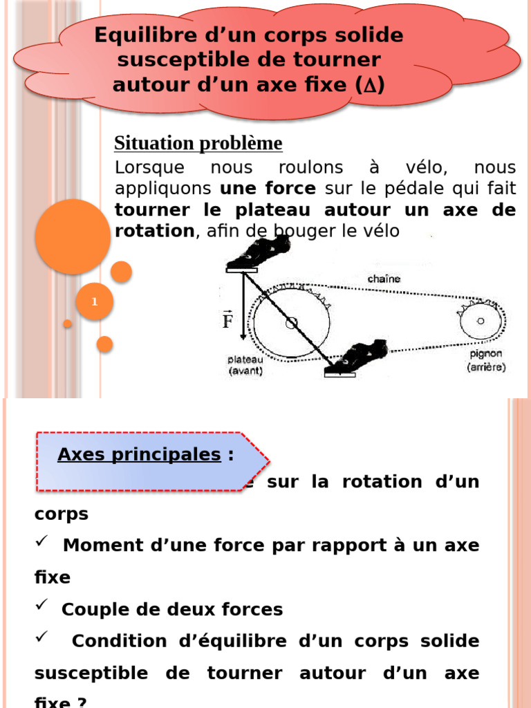 Équilibre et rotation des corps solides | PDF | Moment d'une force ...