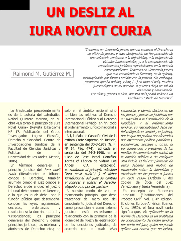 Iura Novit Curia: Errores Judiciales en Venezuela | PDF | Juez | Anulación