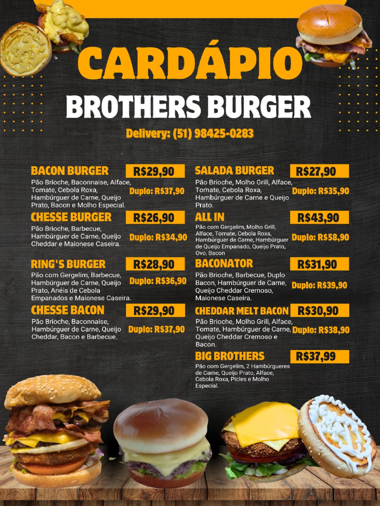 Cardápio Brothers Burguer ? | PDF