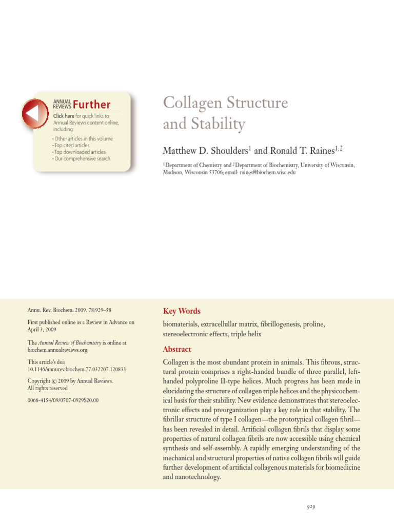 Collagen Triple Helix Structure and Stability | PDF | Collagen | Alpha ...