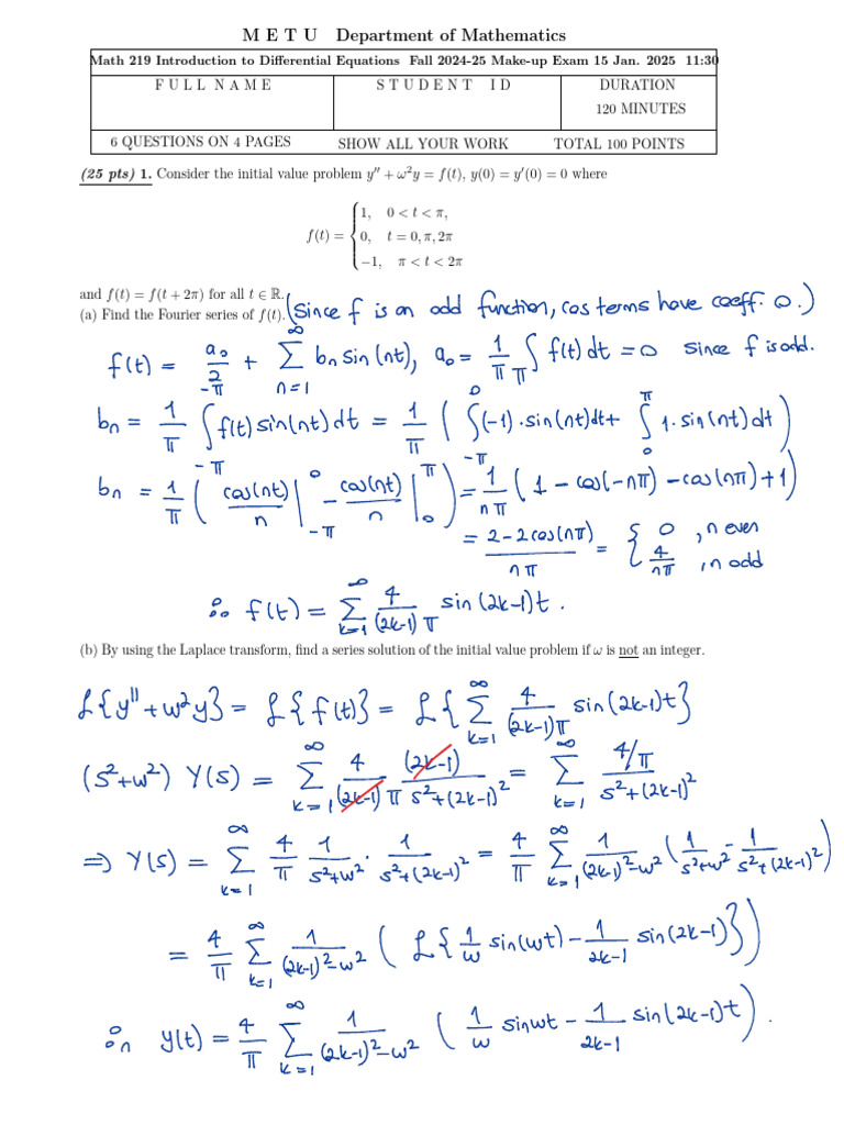 Math 219 Differential Equations Exam | PDF