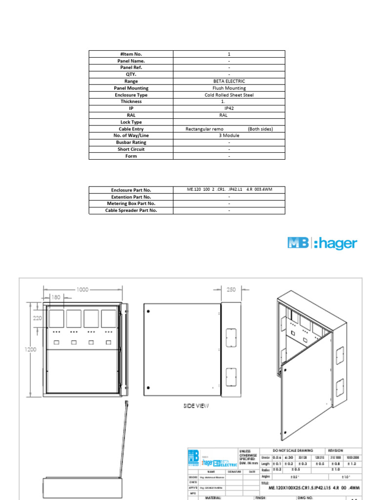 BETA ELECTRIC Panel Specifications | PDF | Sheet Metal | Secondary ...