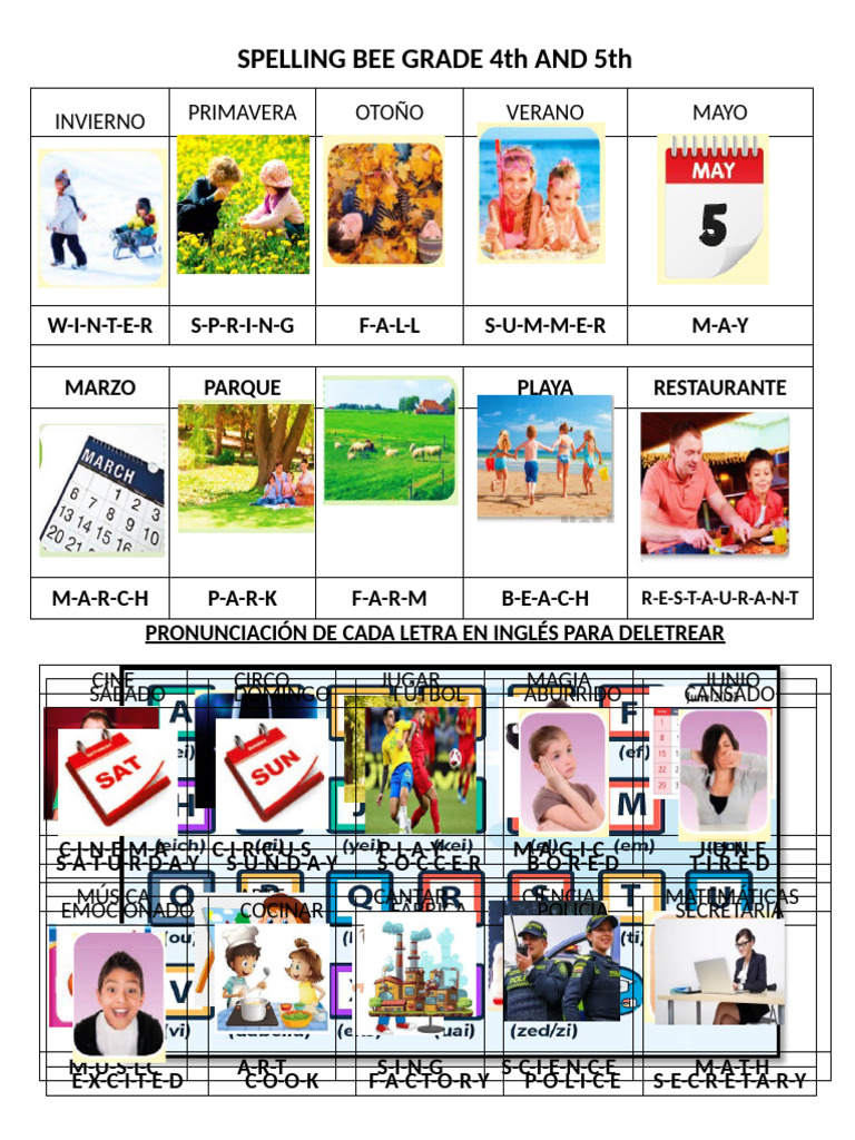 Spelling Bee Grade 4th and 5th (2025) | PDF