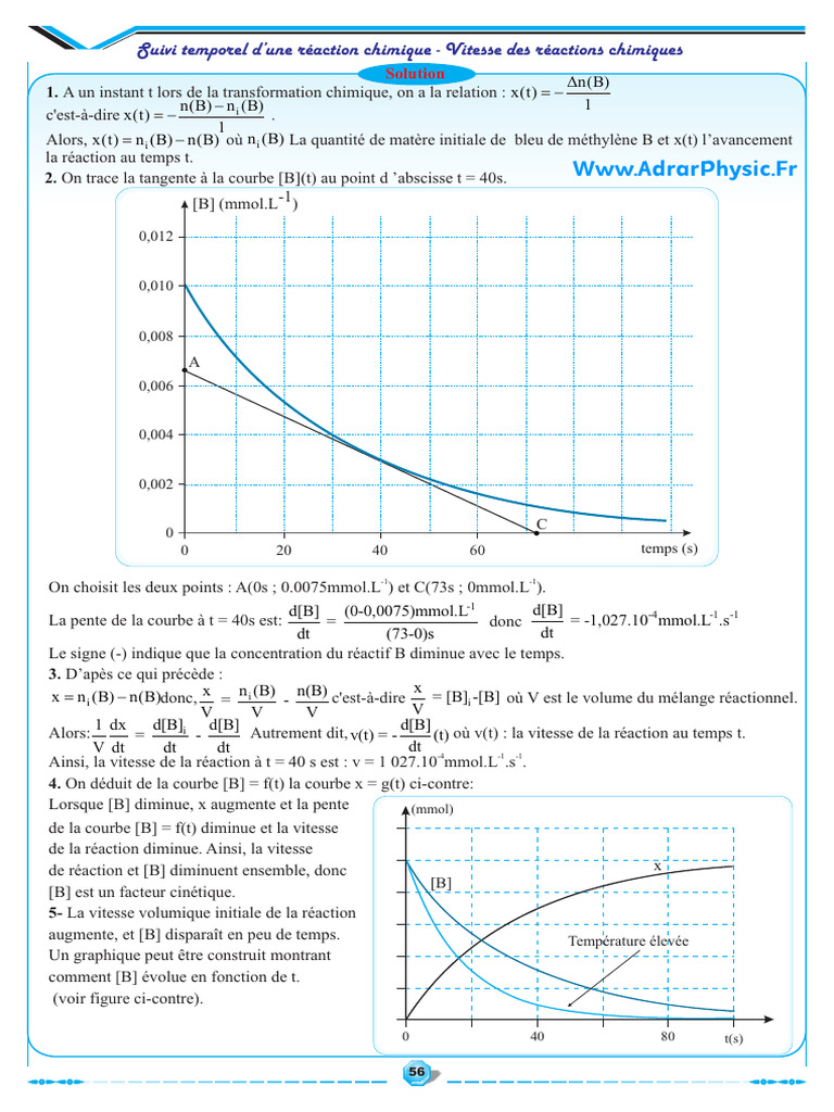 Série - 7 $ Suivi Temporel D'une Transformation Chimique 2BAC FR | PDF ...