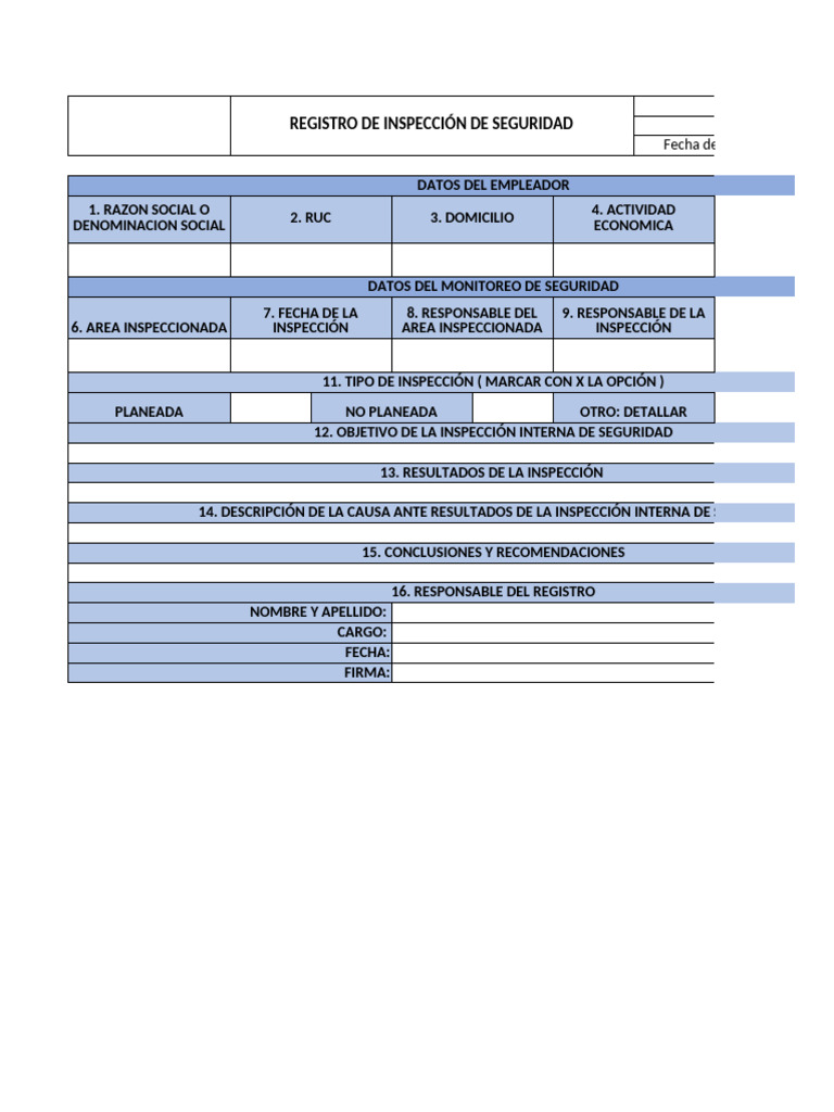 Formato de Inspeccion de Seguridad | PDF | Calidad (comercial) | Logística