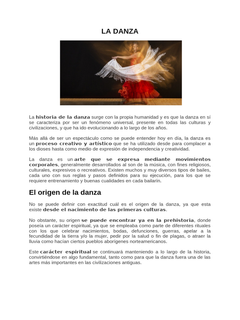 Historia y evolución de la danza | PDF | Bailes | Las artes escénicas