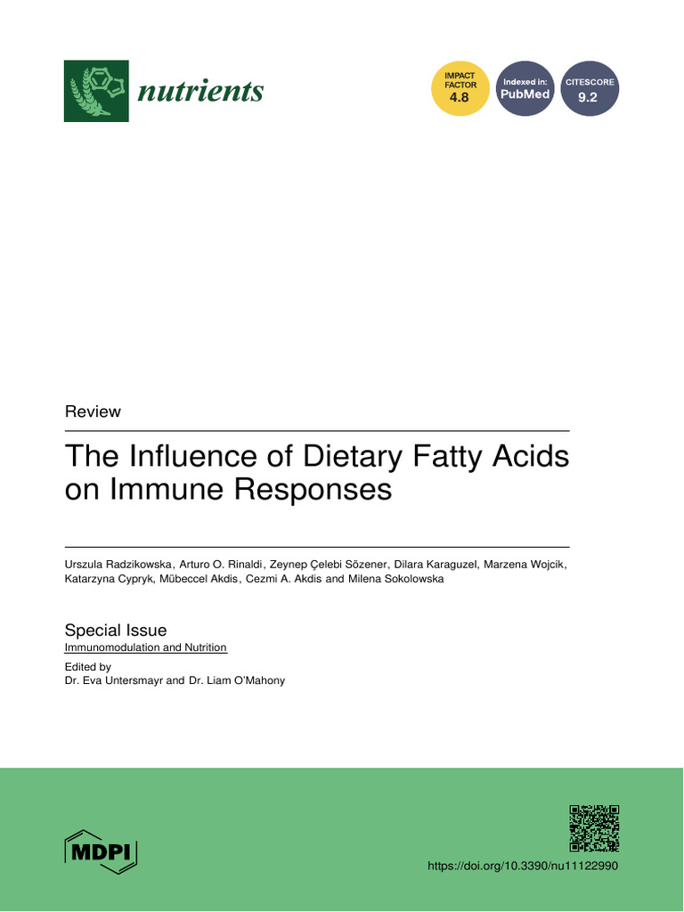 The Influence of Dietary Fatty Acids On Immune Responses | PDF ...