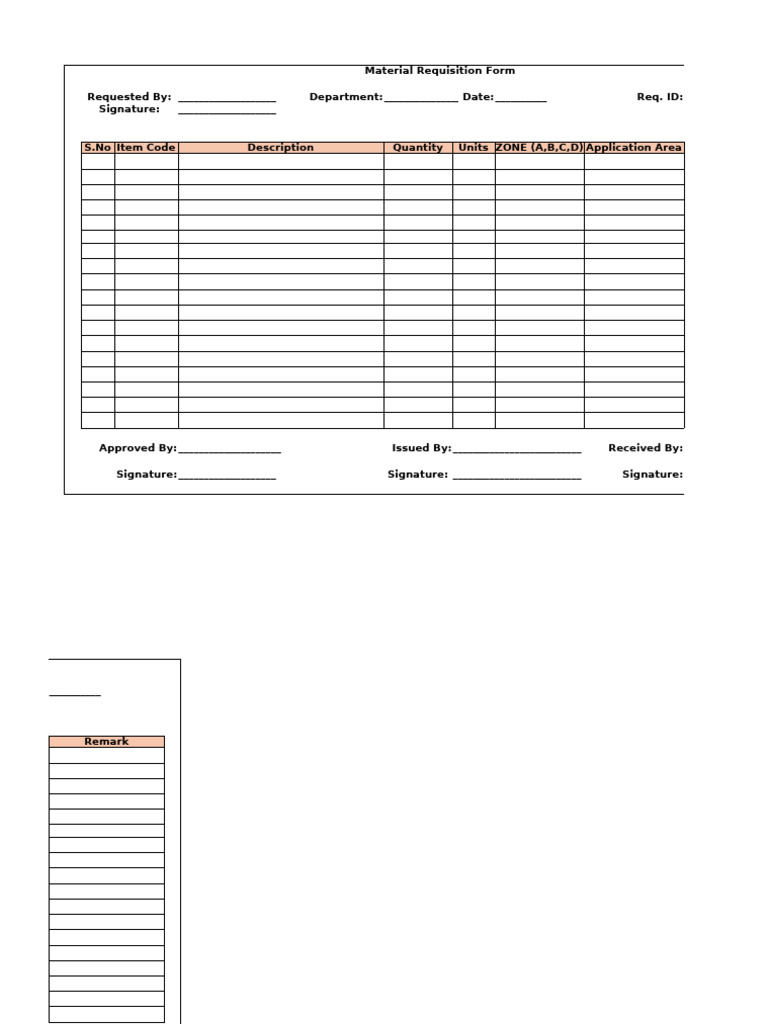 Material Requisition Form Template | PDF