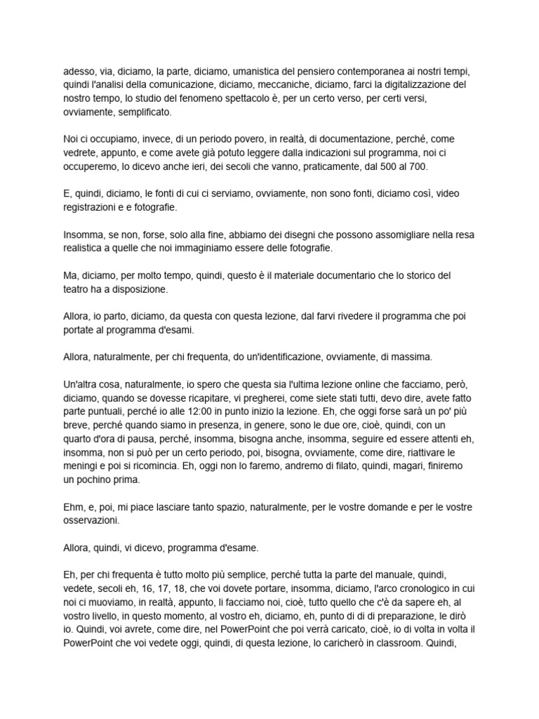 Testo Trascritto | PDF