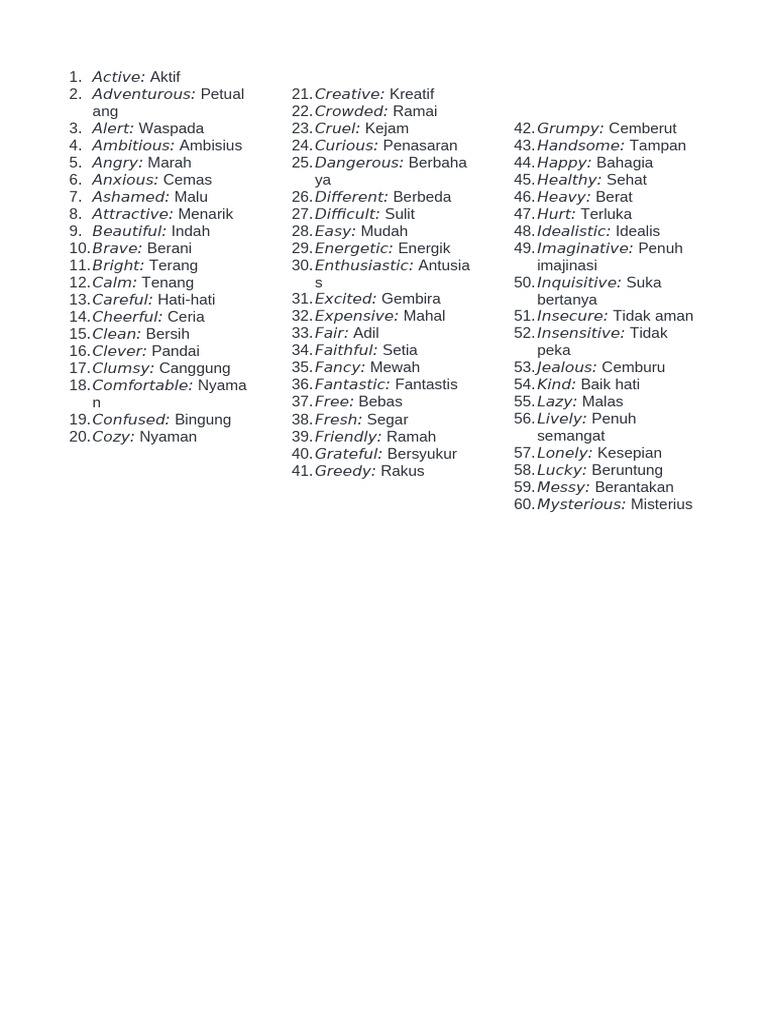 Emotion Words in Indonesian | PDF