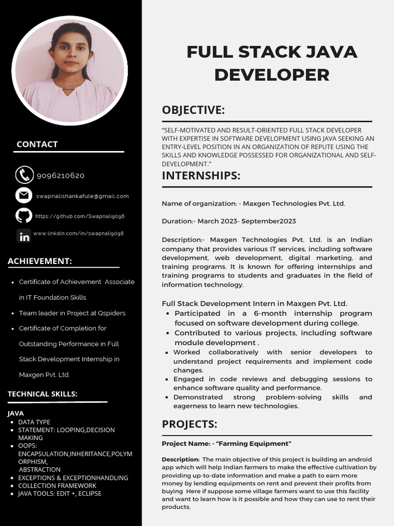 Entry-Level Full Stack Java Developer | PDF | Java (Programming ...