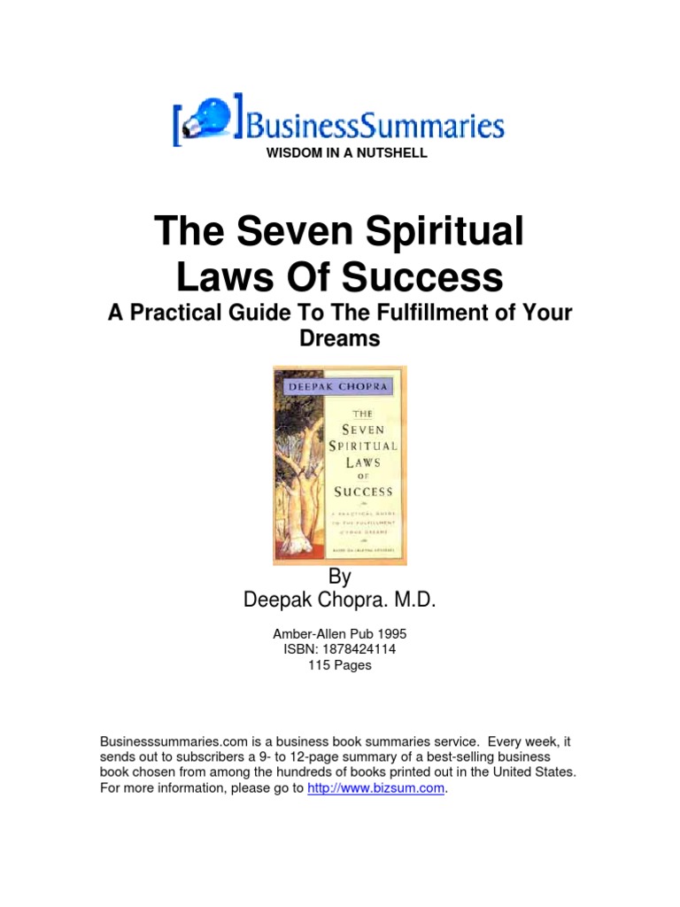 The Seven Spiritual Laws of Success BIZ PDF Karma Self