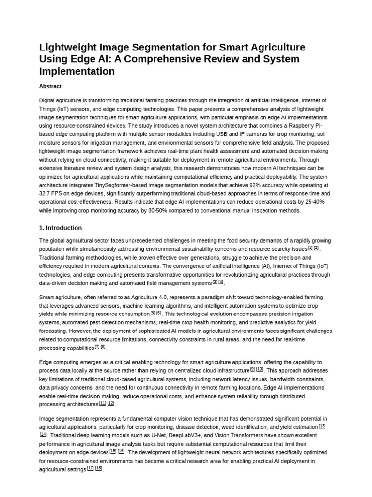 Lightweight Image Segmentation in Smart Agriculture | PDF | Artificial ...