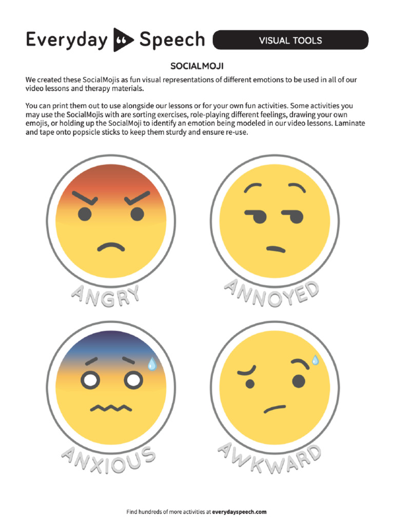 Free Printable Feeling Emojis Lesson | PDF