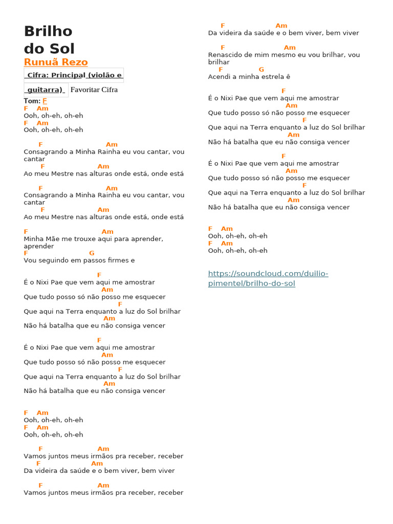 Brilho do Sol - Cifra e Letra | PDF | Música gravada | Álbuns