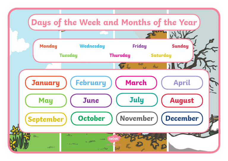Days of The Week and Months of The Year | PDF