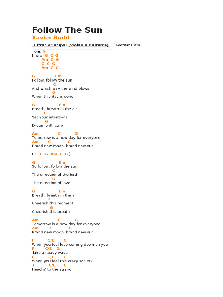Follow The Sun Lyrics Analysis | PDF