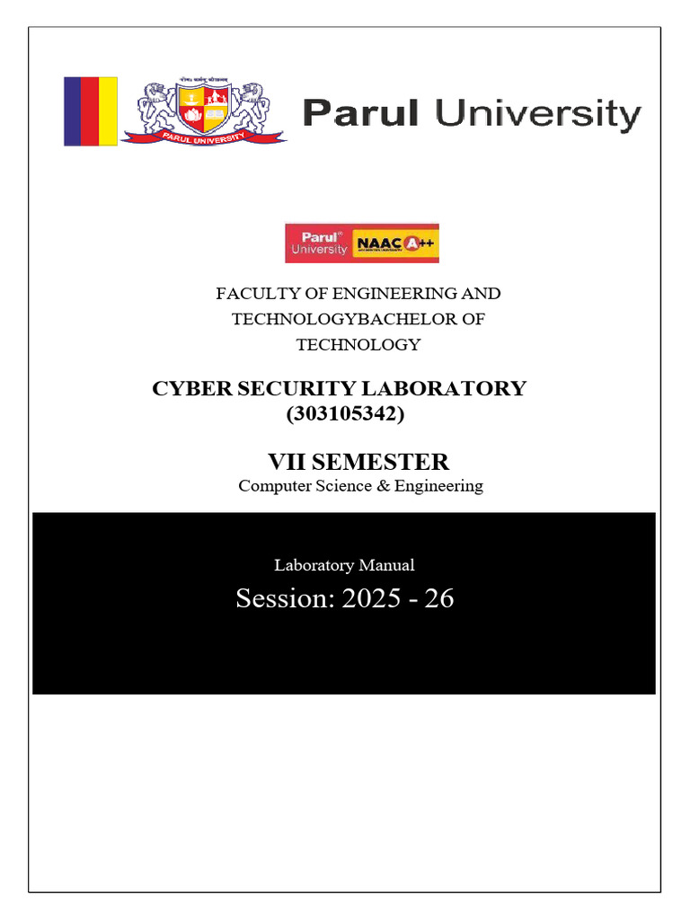 Cyber Security Lab Manual for B.Tech Students | PDF | Computer Network ...