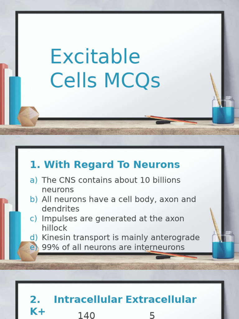 Excitable Cells MCQs for Neuroscience Study | PDF | Action Potential ...