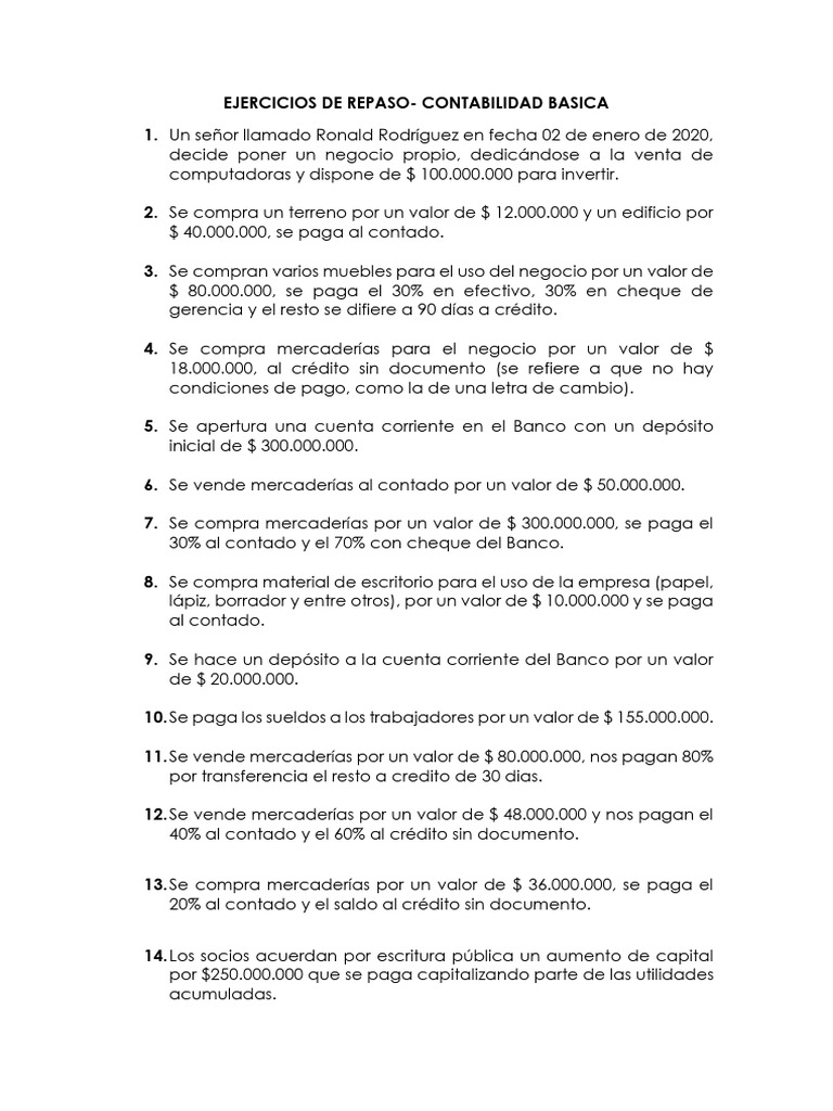 Ejercicios de Contabilidad Básica | PDF | Bancos | Economias