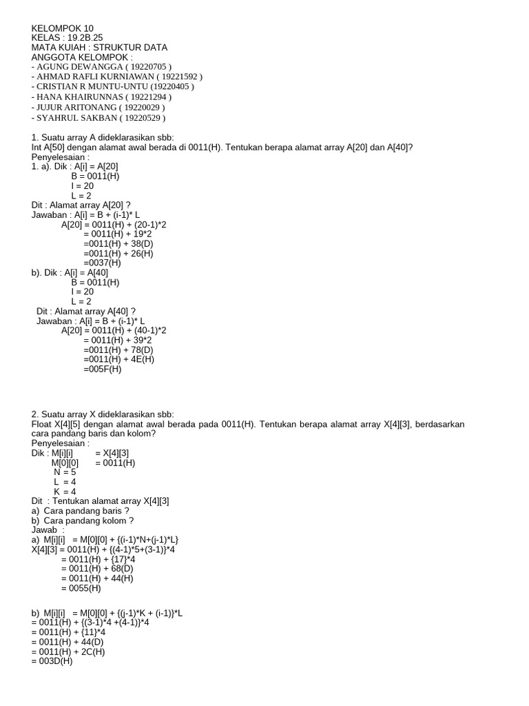 Alamat Array dalam Struktur Data | PDF