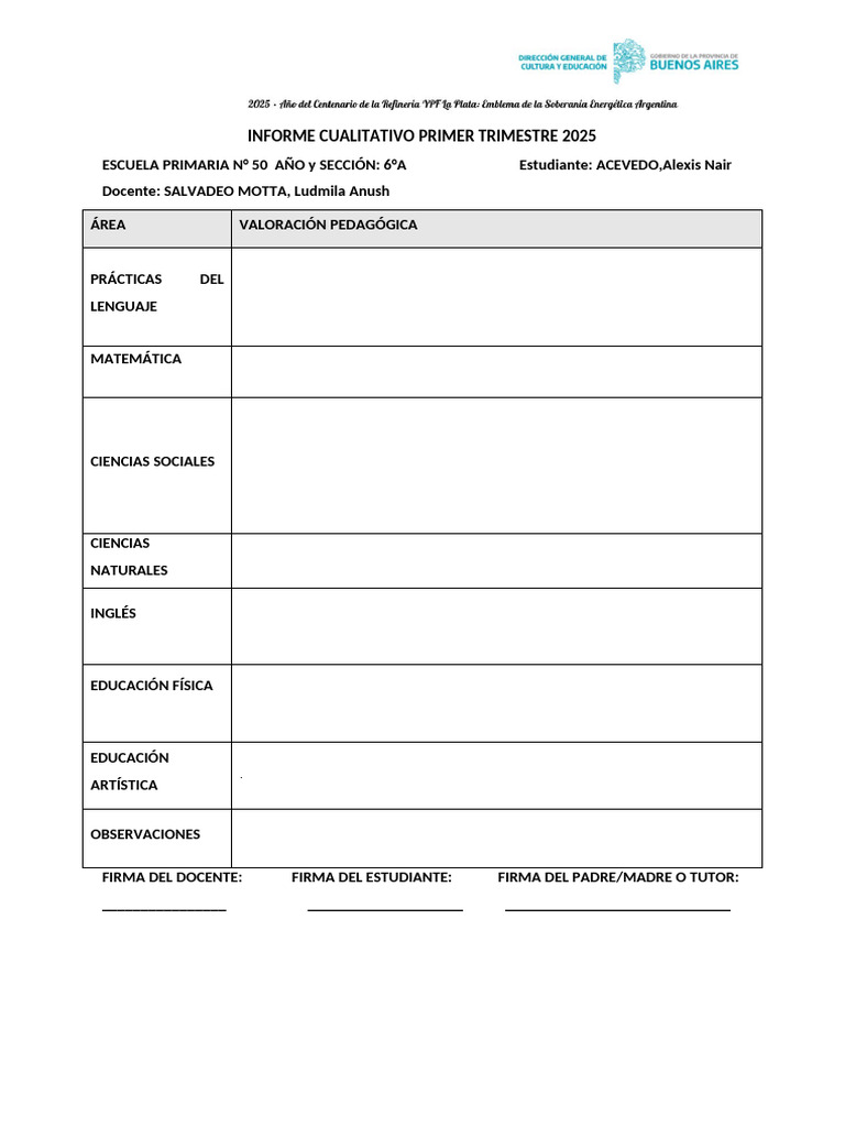 Planilla Informe Cualitativo 2do Trimestre | PDF | Maestros | Educación ...