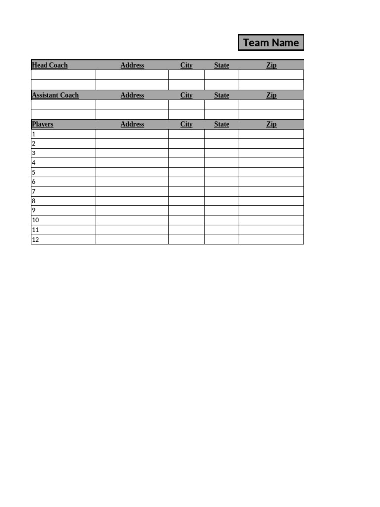 Basketball&Volleyball Roster Template | PDF