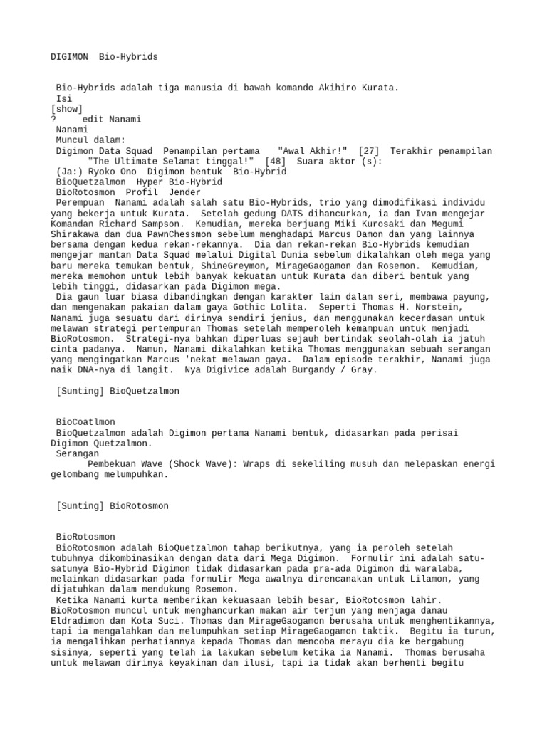 Bio-Hybrids dalam Digimon Data Squad | PDF