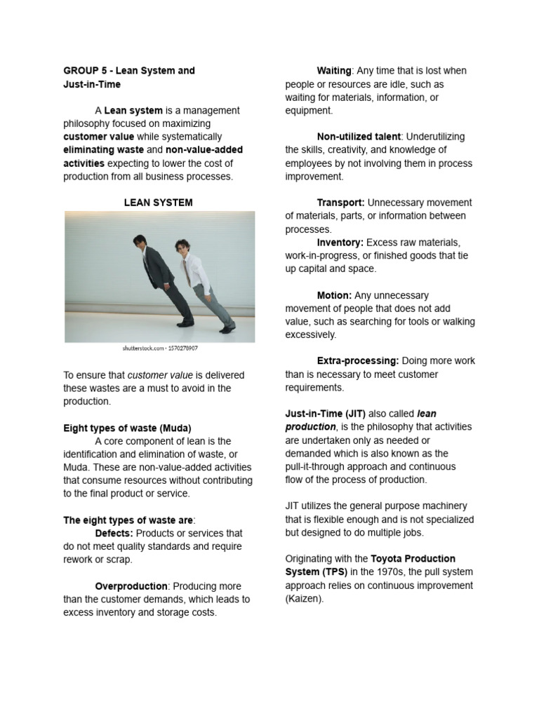 Lean Systems and Just-in-Time Overview | PDF | Lean Manufacturing ...