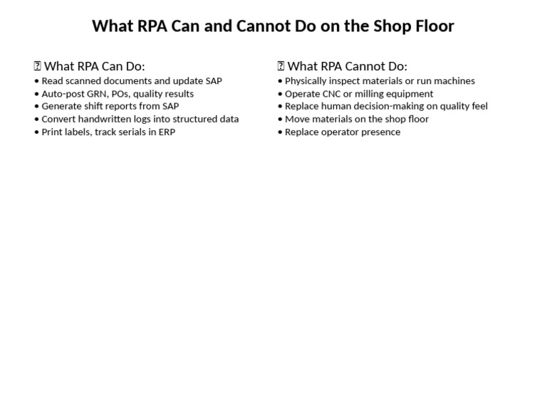 RPA Capabilities on the Shop Floor | PDF