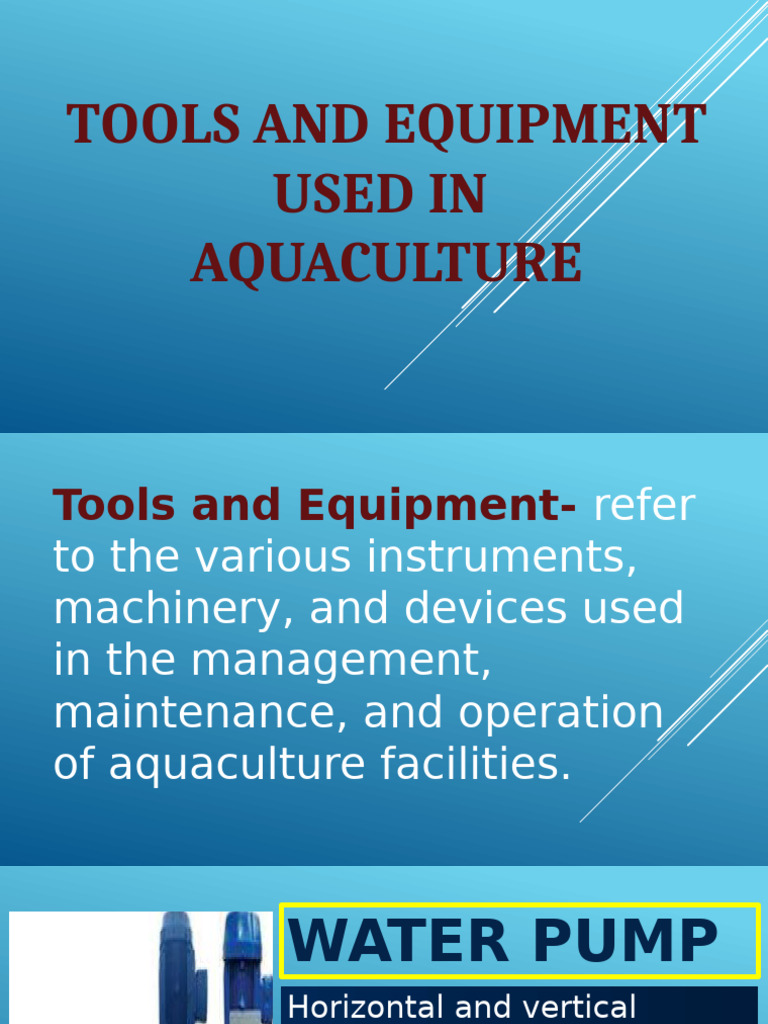 Aquaculture Tools and Equipment Overview | PDF | Angling | Fishing Rod
