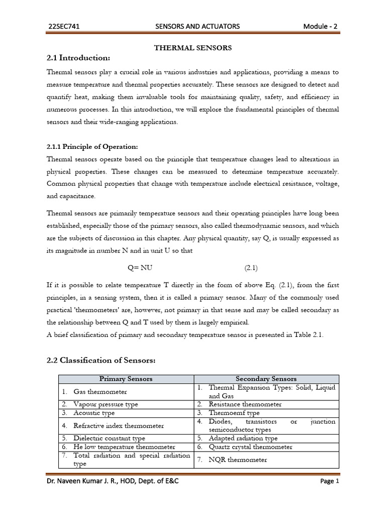 Understanding Thermal Sensors and Their Applications | PDF ...
