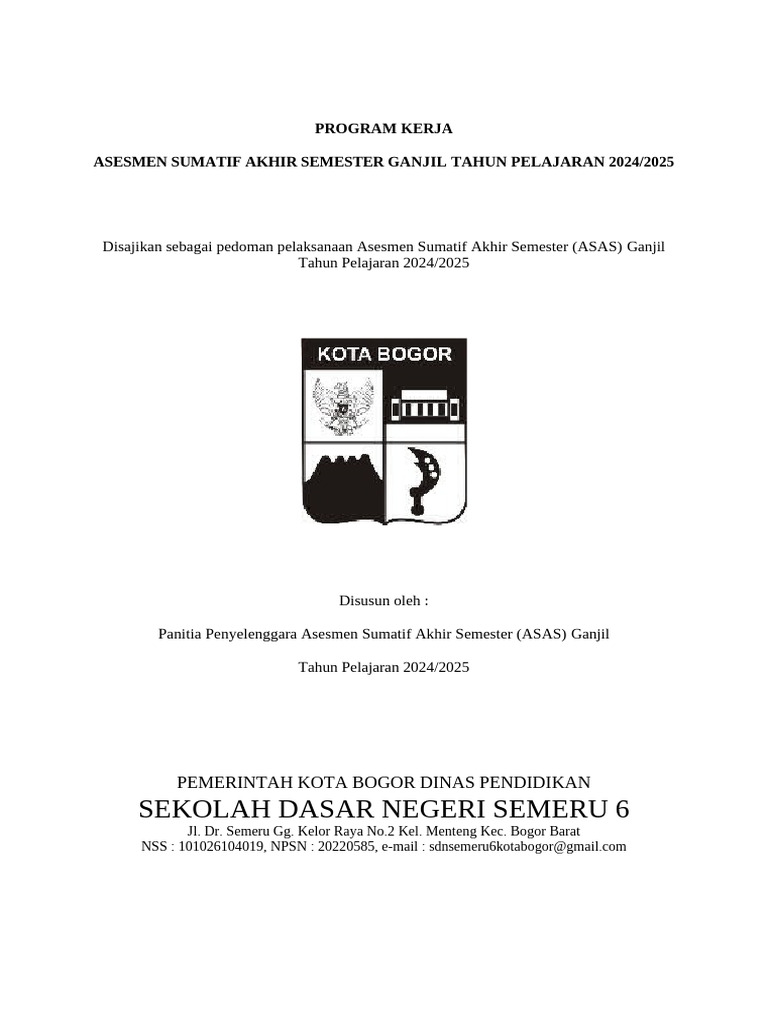 Program ASAS Ganjil 2024/2025 SDN Semeru 6 | PDF