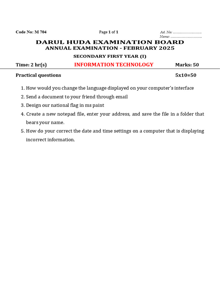 IT Practical Exam Questions 2025 | PDF